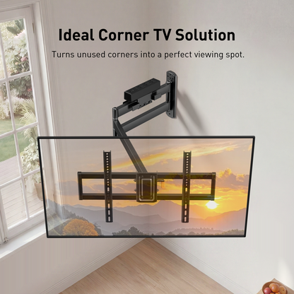 MountFTV 82" Long Arm TV Wall Mount with Power Strip, Corner TV Mount with 32.4" Extension Arm, Max 600x400mm, Up to 99lbs, Full Motion TV Bracket with Articulating Swivel Tilt