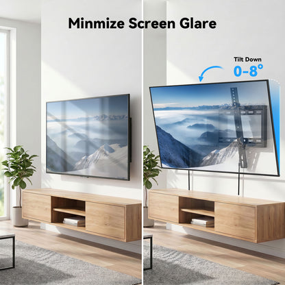MountFTV Large Tilting TV Wall Mount for 37-95 inch TVs, 1.2"Low Profile TV Mount up to 132lbs,Max 600x400mm, Fit 24" Wood Stud