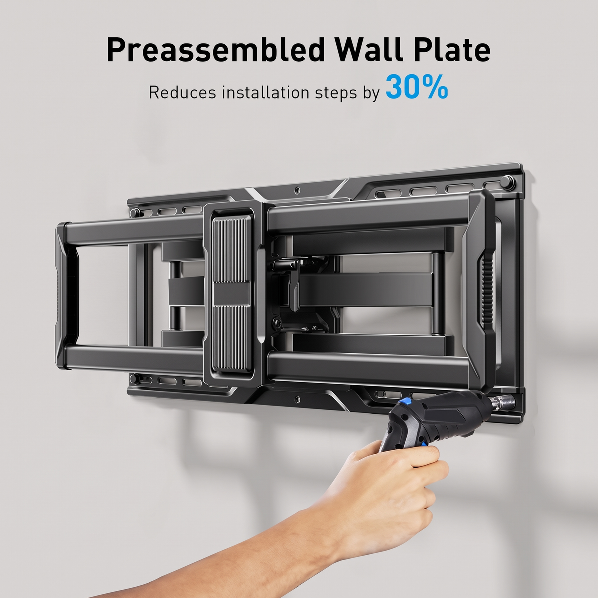 MountFTV Full Motion TV Wall Mount for 42-90 Inch TVs, Swivel Articulating TV Bracket, Supports up to 150 lbs, Fits VESA 200x100 to 600x400mm, for 12-24 Inch Wood Studs, Brick and Concrete Walls