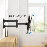 MountFTV Full Motion TV Wall Mount Bracket 360°Rotation for 13-42 inch Flat Curved Screen Universal TVs & Monitors, Max 200x200mm, Holds up to 44 lbs