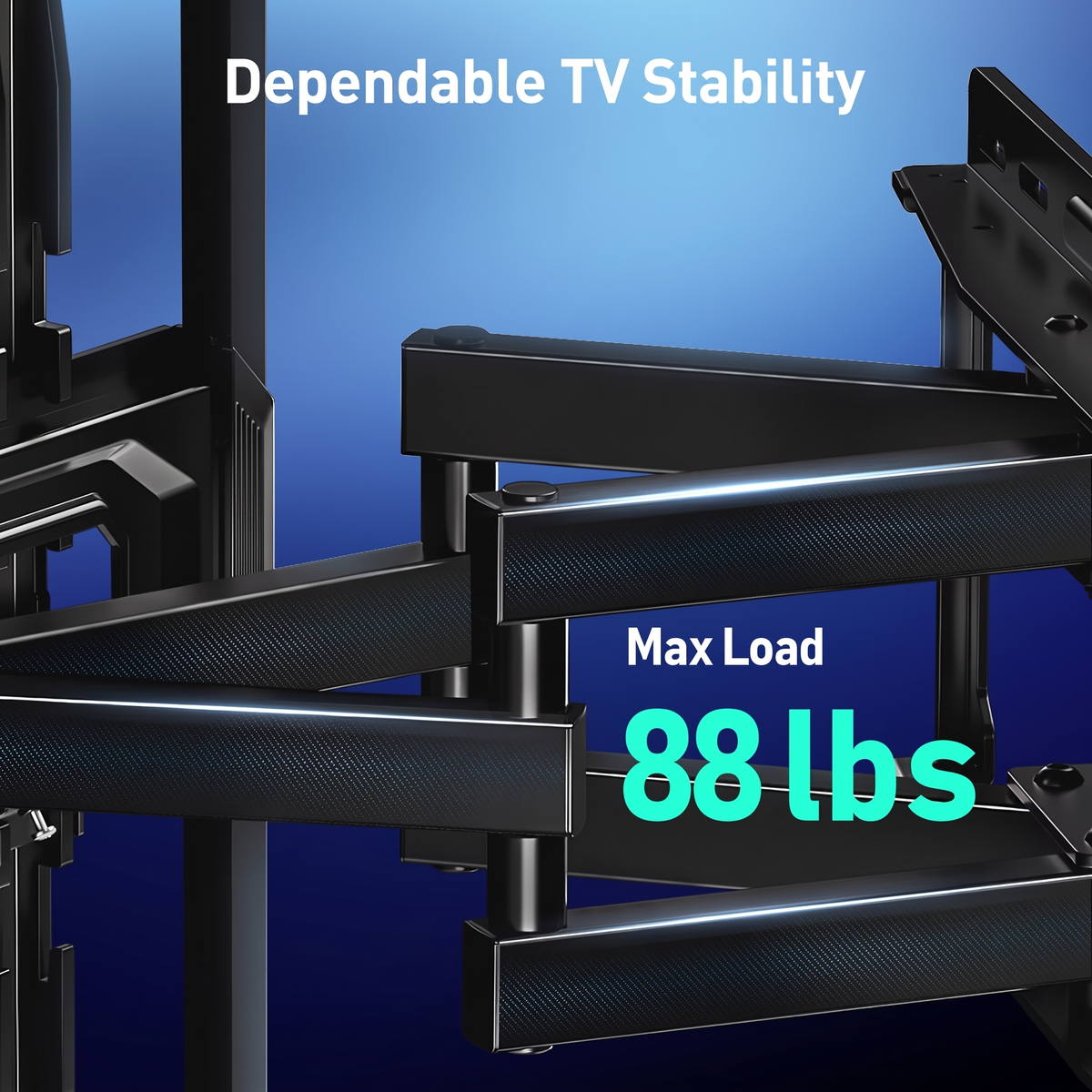 MountFTV Full Motion TV Wall Mount for 32-65" TVs, 88 lbs, RGB Music Sync LED Light, 16.4" Extension, Swivel & Tilt, Leveling, VESA 100x100-400x400mm, Fits 12"/16" Studs