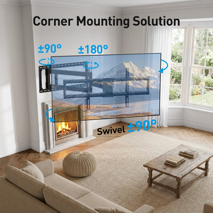 MountFTV Long Arm TV Mount for 42-97 inch TVs,Holds up to 150 lbs,Full Motion with 40.1" Extension Articulating Arms,Max 800x400mm,Swivel and Tilt TV Wall Bracket