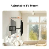 MountFTV Full Motion TV Wall Mount Bracket, Swivel Articulating TV Mount, Fits for 37-90 inch 4K Flat Curved TVs, Holds up to 132 lbs, Max 600x400mm,Fits 8″/12″/16″ Wood Studs