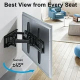 MountFTV Full Motion TV Wall Mount Bracket for 37-85 inch Flat Curved TVs, Max 600x400mm, Holds up to 110 lbs