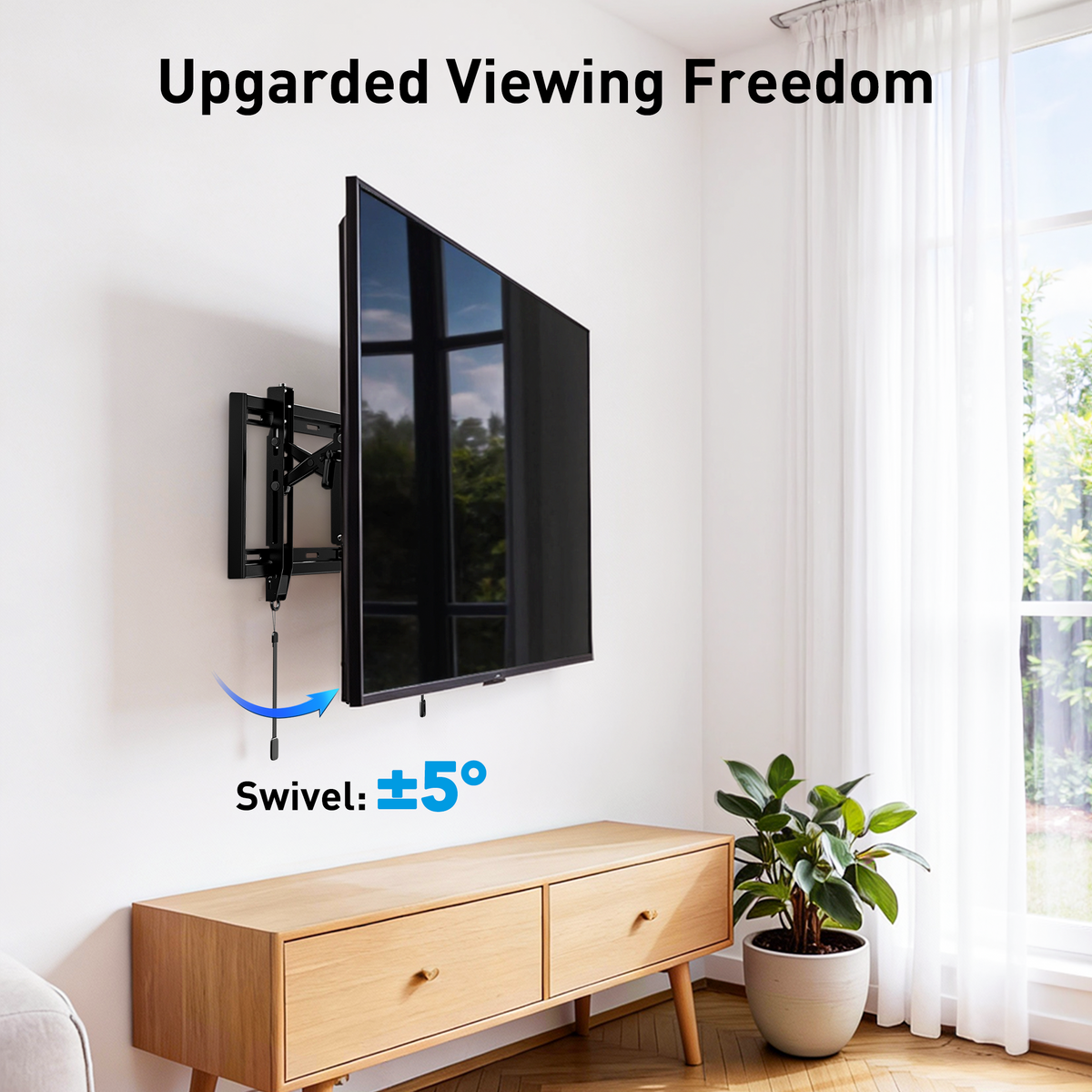 MountFTV Extend Tilt & Swivel, TV Wall Mount for 42-100″ TVs, Holds up to 160lbs, Max 600x600 mm, Extension Leveling,  Fits 16"/24" on Center Stud Widths