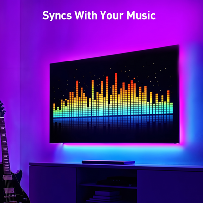 MountFTV Full Motion TV Wall Mount for 32-65" TVs, 88 lbs, RGB Music Sync LED Light, 16.4" Extension, Swivel & Tilt, Leveling, VESA 100x100-400x400mm, Fits 12"/16" Studs