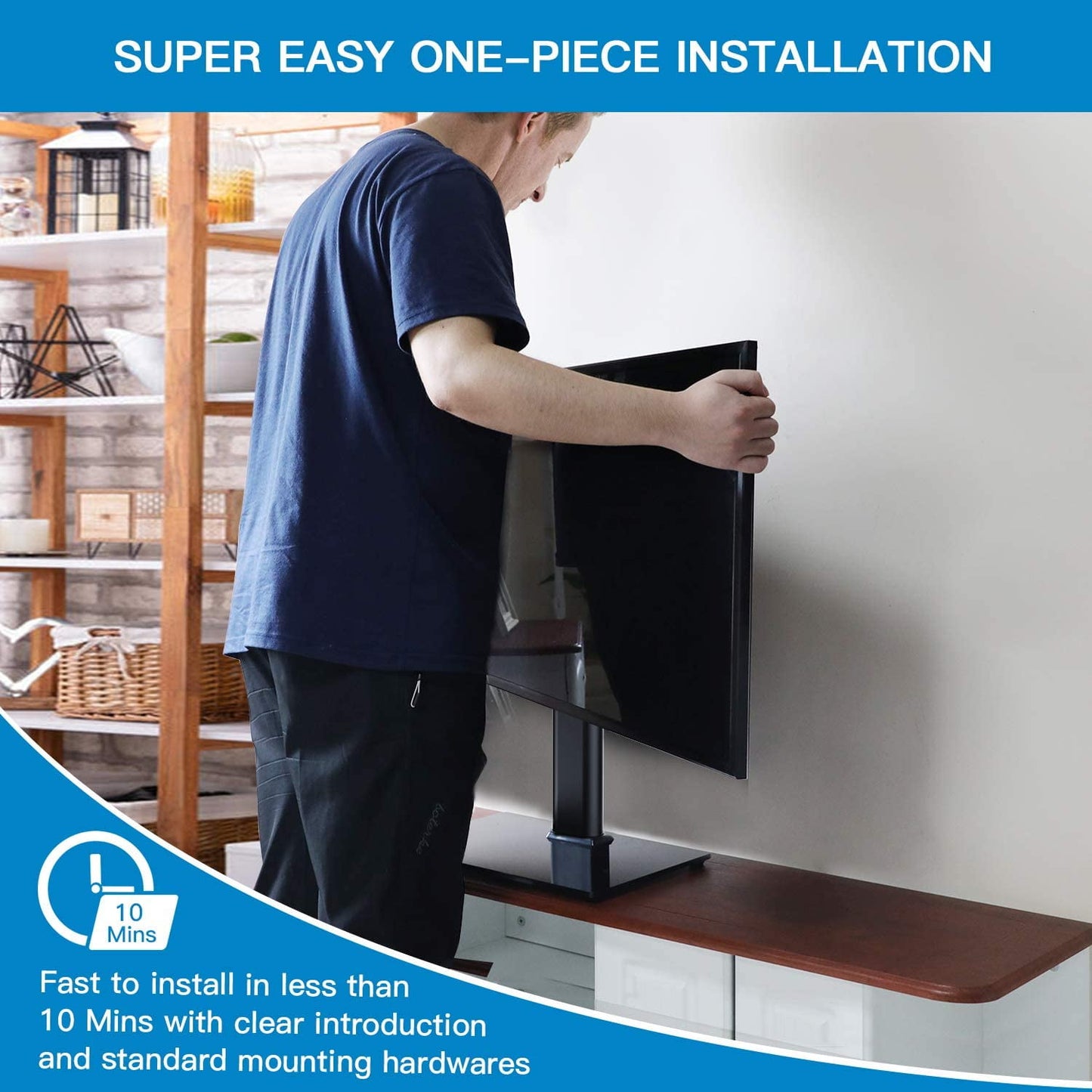 Universal TV Stand Tabletop TV Mount Stand for 32 to 60 inch Flat Screen TVs Height Adjustable with Base, Holds up to 88lbs, Max 400x400mm