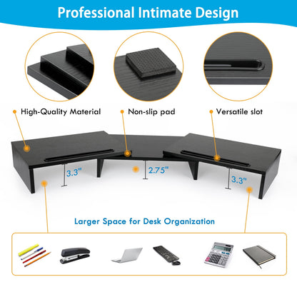 Dual Monitor Stand Riser with Adjustable Length & Angle, Multifunctional Double Monitor Riser with 2 Slot for PC, Computer