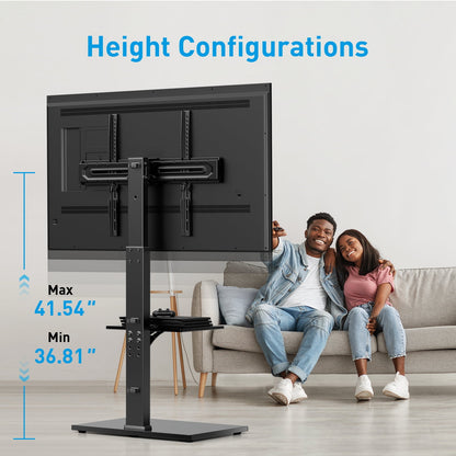 MountFTV Floor TV Stand TV Floor Cart Floor Stand Height Adjustable for 27-70 inch Curved TVs Monitors, Hold Up to 110 lbs
