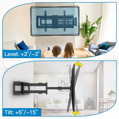 MountFTV Full Motion Long Arm TV Wall Mount for 42-90 inch TVs, Corner Articulating TV Mount Bracket with 42.72 inch Long Arm Extension, Swivel and Tilt, Max 800x400mm, Holds up to 150 lbs