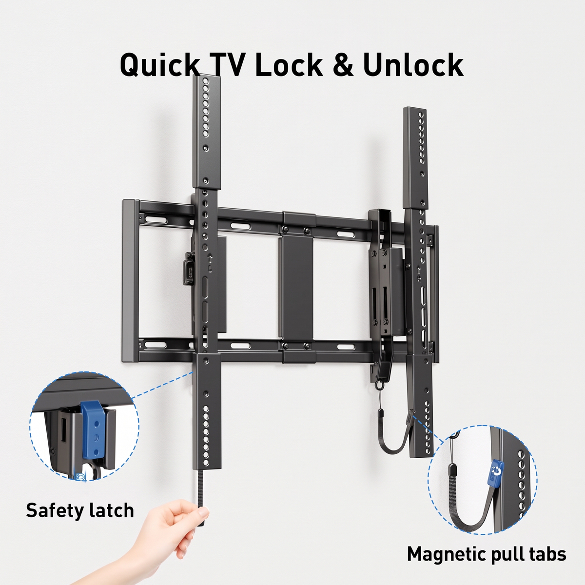 MountFTV Extend Tilt & Swivel, TV Wall Mount for 42-100″ TVs, Holds up to 160lbs, Max 600x600 mm, Extension Leveling,  Fits 16"/24" on Center Stud Widths