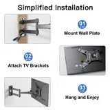 MountFTV Full Motion TV Wall Mount 360°Rotation Bracket for 13-42 Inch TVs and Monitors, Swivel Tilt Extension with Articulating Arms, Supports Up to 44 lbs, Max 200x200mm