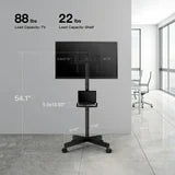 PERLESMITH Modern Rolling TV Stand with Wheels, Mobile TV Stand Cart for 23-60" TVs, Max 400x400mm Holds up to 88Lbs, Black