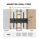 PERLESMITH Tilting TV Wall Mount Bracket Low Profile for 23-70 inch Screen TVs with 400x400mm, Holds up to 115lbs