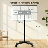 MountFTV Rolling TV Stand Mount for 23-60 inch,Mobile TV Stand Holds up to 88lbs with Height Adjustable,TV Cart with Locking Wheels Max 400x400mm Rolling TV Cart