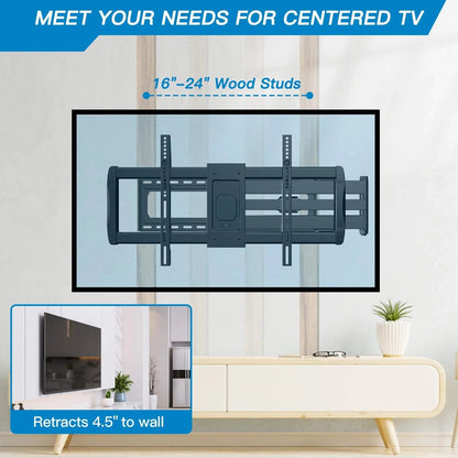 MountFTV Full Motion Long Arm TV Wall Mount for 42-90 inch TVs, Corner Articulating TV Mount Bracket with 42.72 inch Long Arm Extension, Swivel and Tilt, Max 800x400mm, Holds up to 150 lbs
