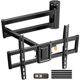 MountFTV Full Motion TV Wall Mount Bracket for Most 32-82 Inch TV，Max 600x400mm and 100lbs Corner TV Wall Mount Long Arm with 32.37” Extend Support Swivel, Tilt, Level Adjustment