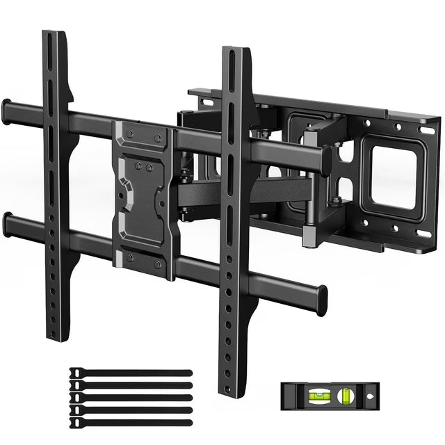 MountFTV Full Motion TV Wall Mount Bracket for Most 37-85 inch Flat Curved TVs, Holds up to 132 lbs, Max 600x400mm