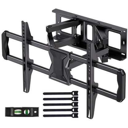 MountFTV Full Motion TV Wall Mount for 37-82" TVs with Swivel Tilt Extension, Max 600x400mm, Holds up to 110lbs, Fits 16" Wood Studs