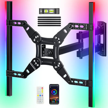 MountFTV LED Light Full Motion TV Wall Mount Bracket for 13-43 Inch TV with Music Sync , Holds up to 44lbs Corner TV Mount Max 200x200mm and