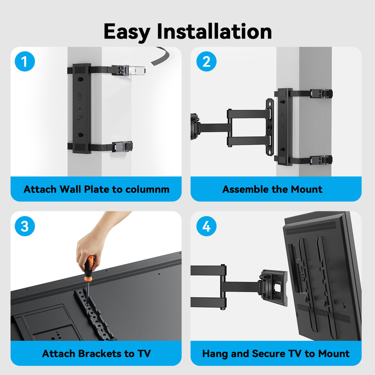 MountFTV Pillar TV Mount for 26-74" TVs