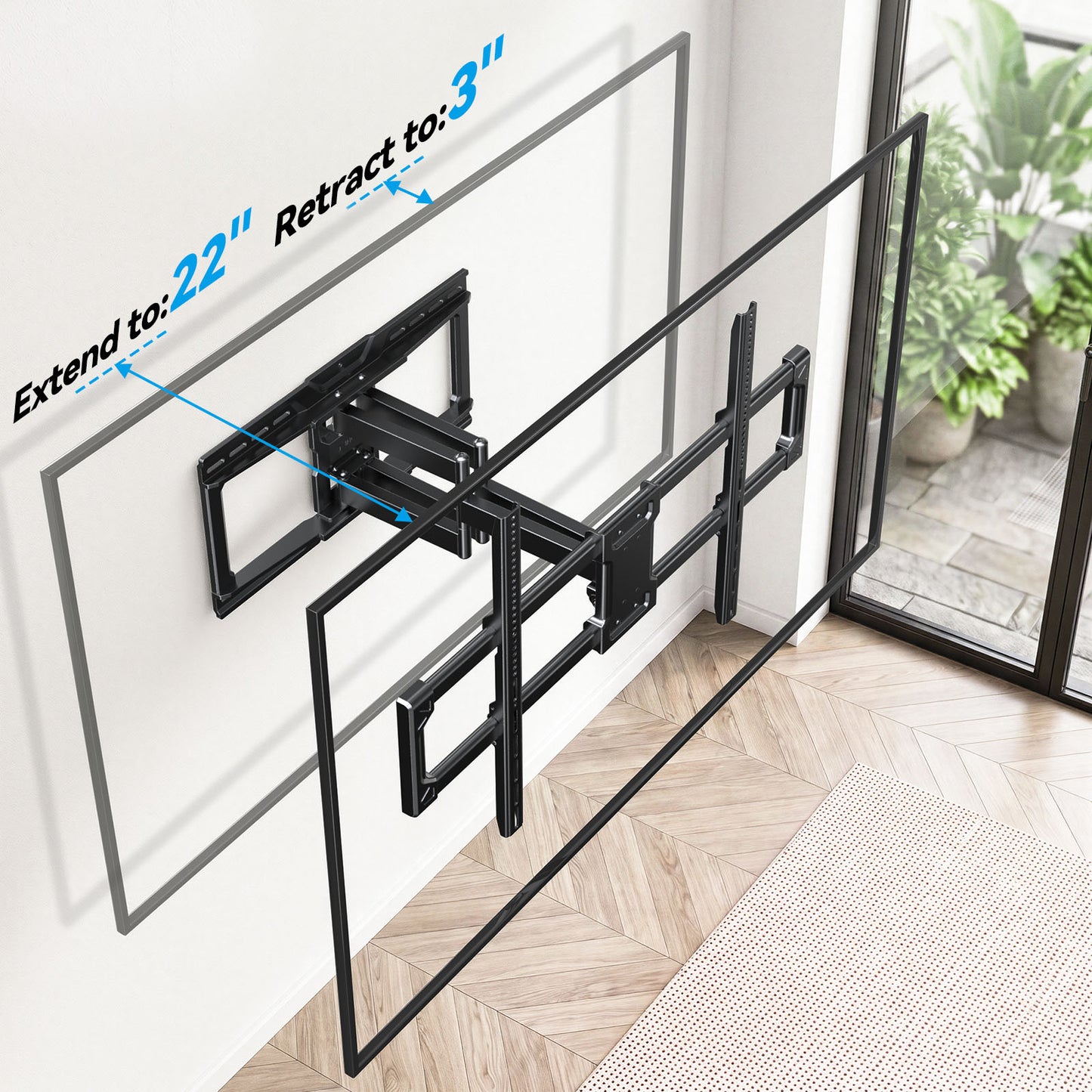 MountFTV Full Motion TV Wall Mount for 50"-120" TVs, with 6 arms,Max 900x600mm,holds up to 180lbs