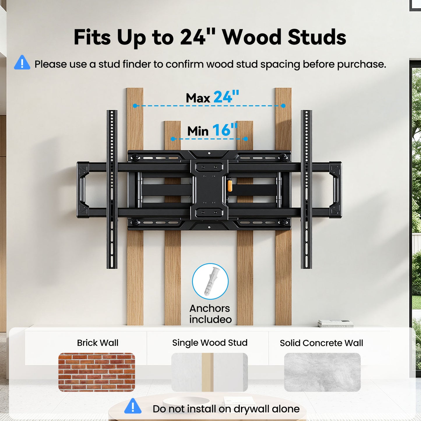 MountFTV Full Motion TV Wall Mount for 50"-120" TVs, with 6 arms,Max 900x600mm,holds up to 180lbs