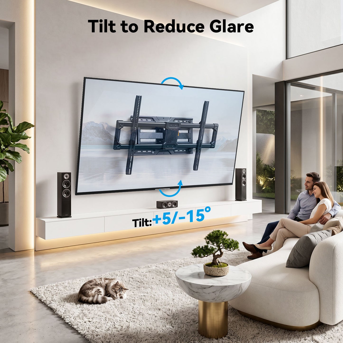 MountFTV Full Motion TV Wall Mount for 50"-120" TVs, with 6 arms,Max 900x600mm,holds up to 180lbs