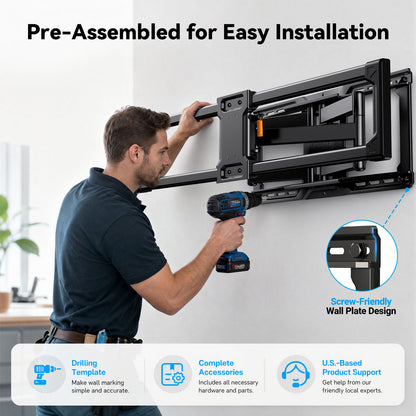 MountFTV Full Motion TV Wall Mount for 50"-120" TVs, with 6 arms,Max 900x600mm,holds up to 180lbs