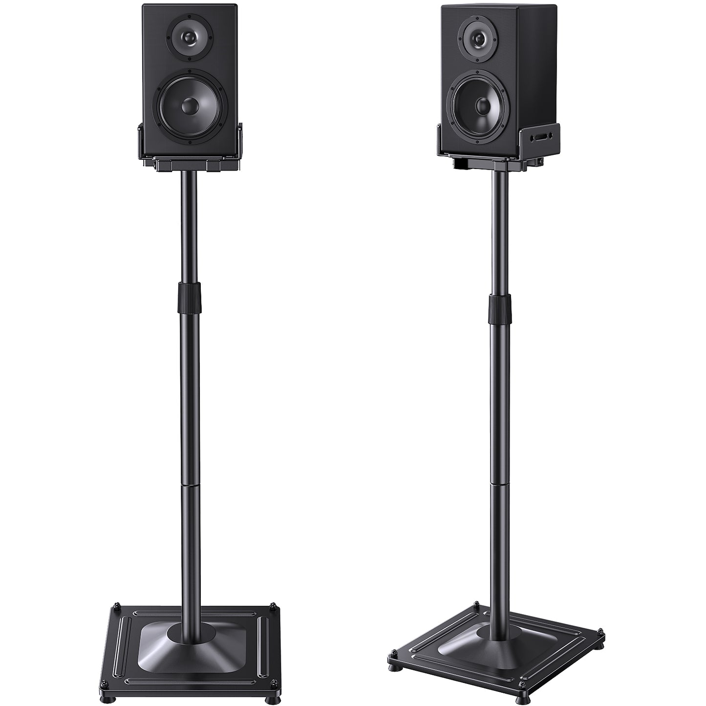 MountFTV Speaker Stands Height Adjustable,33.3" to 45.1",Floor Speaker Stand for Satellite & Studio & Bookshelf Speakers,up to 11lbs,for Surround Sound,1 Pair Black Stands