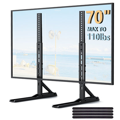 Universal Table Top TV Stand for 22 - 70 inch Flat Screen, LCD TVs Premium Height Adjustable Leg Stand Holds up to 110lbs