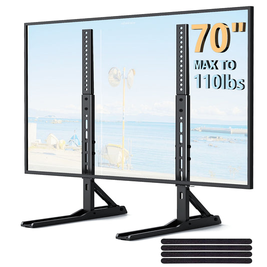 Universal Table Top TV Stand for 22 - 70 inch Flat Screen, LCD TVs Premium Height Adjustable Leg Stand Holds up to 110lbs