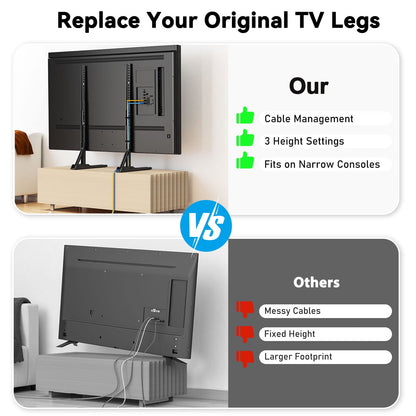 Universal Table Top TV Stand for 22 - 70 inch Flat Screen, LCD TVs Premium Height Adjustable Leg Stand Holds up to 110lbs