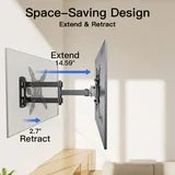 MountFTV Full Motion TV Wall Mount 360°Rotation Bracket for 13-42 Inch TVs and Monitors, Swivel Tilt Extension with Articulating Arms, Supports Up to 44 lbs, Max 200x200mm