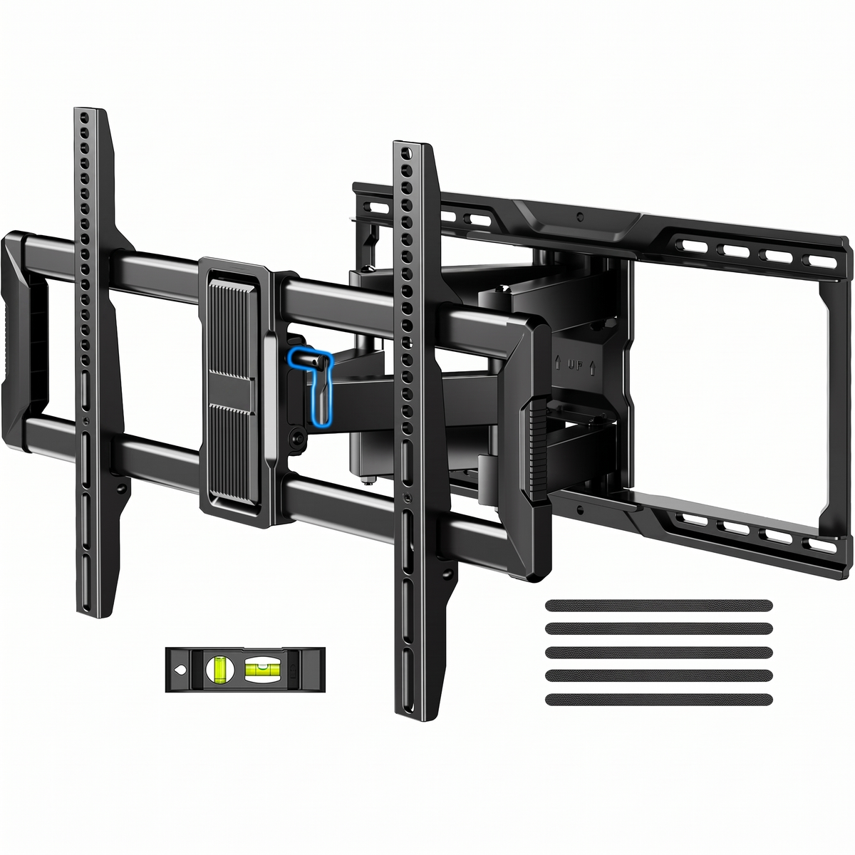MountFTV Full Motion TV Wall Mount for 42-90 Inch TVs, Swivel Articulating TV Bracket, Supports up to 150 lbs, Fits VESA 200x100 to 600x400mm, for 12-24 Inch Wood Studs, Brick and Concrete Walls