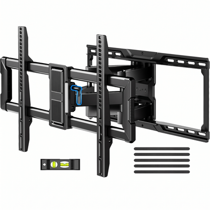 MountFTV Full Motion TV Wall Mount for 42-90 Inch TVs, Swivel Articulating TV Bracket, Supports up to 150 lbs, Fits VESA 200x100 to 600x400mm, for 12-24 Inch Wood Studs, Brick and Concrete Walls