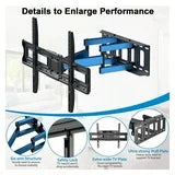 MountFTV Full Motion TV Wall Mount Bracket for 37-85 inch Flat Curved TVs, Max 600x400mm, Holds up to 110 lbs