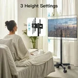 MountFTV Rolling TV Stand Mount for 23-60 inch,Mobile TV Stand Holds up to 88lbs with Height Adjustable,TV Cart with Locking Wheels Max 400x400mm Rolling TV Cart