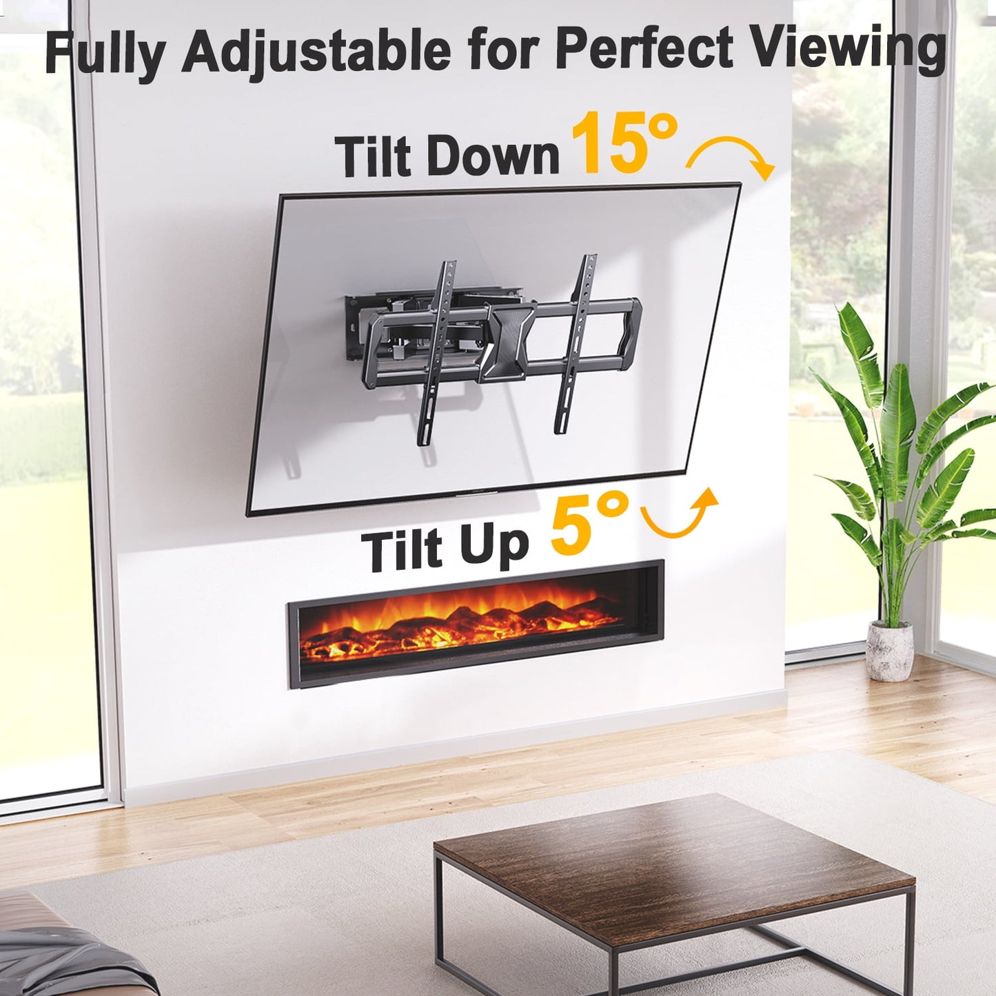 MountFTV Full Motion TV Wall Mount for 37-82" TVs with Swivel Tilt Extension, Max 600x400mm, Holds up to 110lbs, Fits 16" Wood Studs