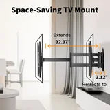 MountFTV Full Motion TV Wall Mount Bracket for Most 32-82 Inch TV，Max 600x400mm and 100lbs Corner TV Wall Mount Long Arm with 32.37” Extend Support Swivel, Tilt, Level Adjustment