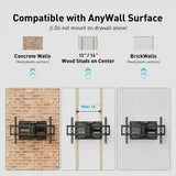 MountFTV Full Motion TV Wall Mount Bracket for 42-85 inch TVs up to 132 lbs, Swivel Articulating TV Mount, Max 600x400mm, Fits 12" 16" Wood Studs