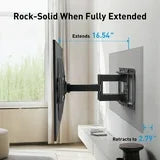 MountFTV Full Motion TV Wall Mount Bracket for 42-85 inch TVs up to 132 lbs, Swivel Articulating TV Mount, Max 600x400mm, Fits 12" 16" Wood Studs