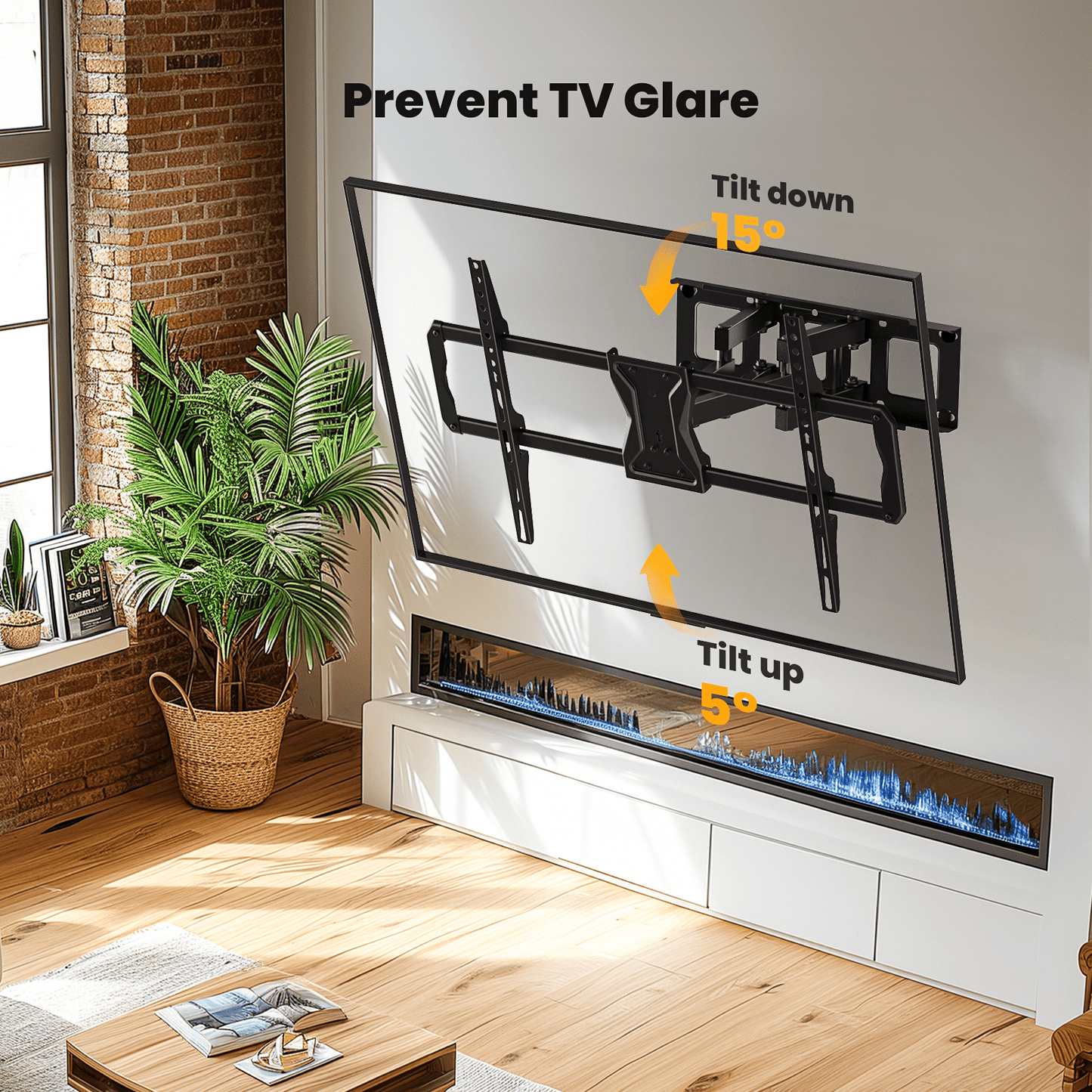 MountFTV Full Motion TV Wall Mount for 37-84 inch Curved TVs with Swivels Tilts Extension, Max 600x400mm, Holds up to 110lbs, Fit 16" Wood Stud