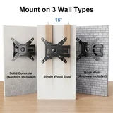 MountFTV Full Motion TV Wall Mount 360°Rotation Bracket for 13-42 Inch TVs and Monitors, Swivel Tilt Extension with Articulating Arms, Supports Up to 44 lbs, Max 200x200mm