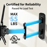 MountFTV Full Motion TV Wall Mount with 360°Rotation for Most 26–50 inch TVs, TV Monitor Wall Mount Bracket holds up to 55lbs, Max 400x400mm