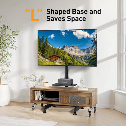 MountFTV Floor TV Stand for 26-50 inch Flat Screen or Curved, TVs Monitors Display Trolley Loading 55 lbs, Max 300x300mm