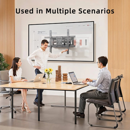 MountFTV Full Motion TV Wall Mount Bracket for Most 37-85 inch Flat Curved TVs, Holds up to 132 lbs, Max 600x400mm