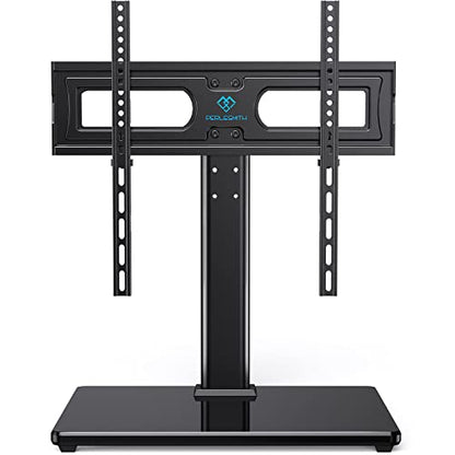 PERLESMITH Universal TV Stand Table Top TV Base for 32 to 60 inch LCD LED OLED 4K Flat Screen TVs-Height Adjustable TV Mount Stand with Tempered Glass Base, VESA 400x400mm,Holds up to 88lbs PSTVS15